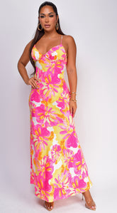 Agave Multi Floral Maxi Dress - Pink